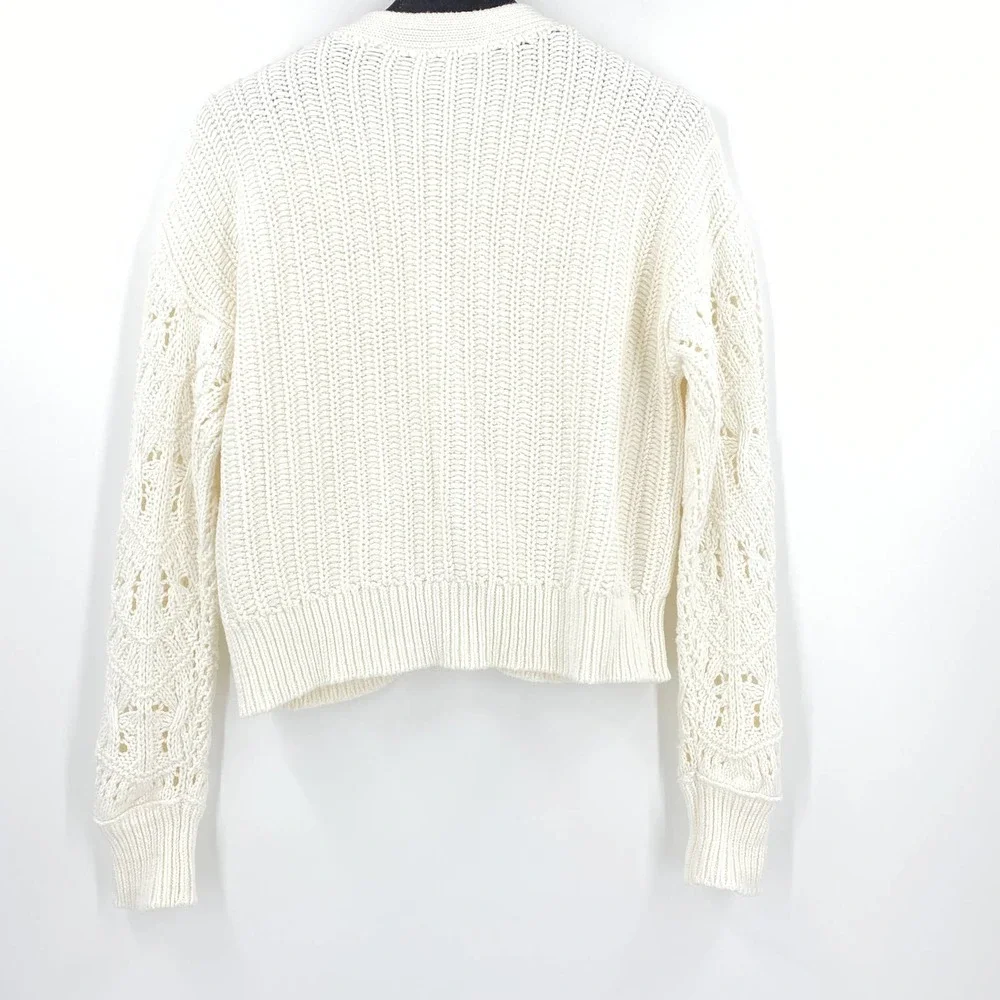 Sundance Aveline White Cotton Button Down V Neck Cardigan Size Petite XS - Picture 4 of 4